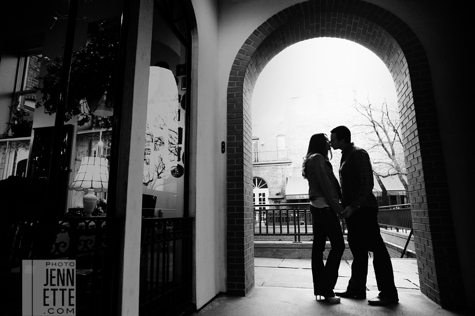 black and white wedding engagement photo denver