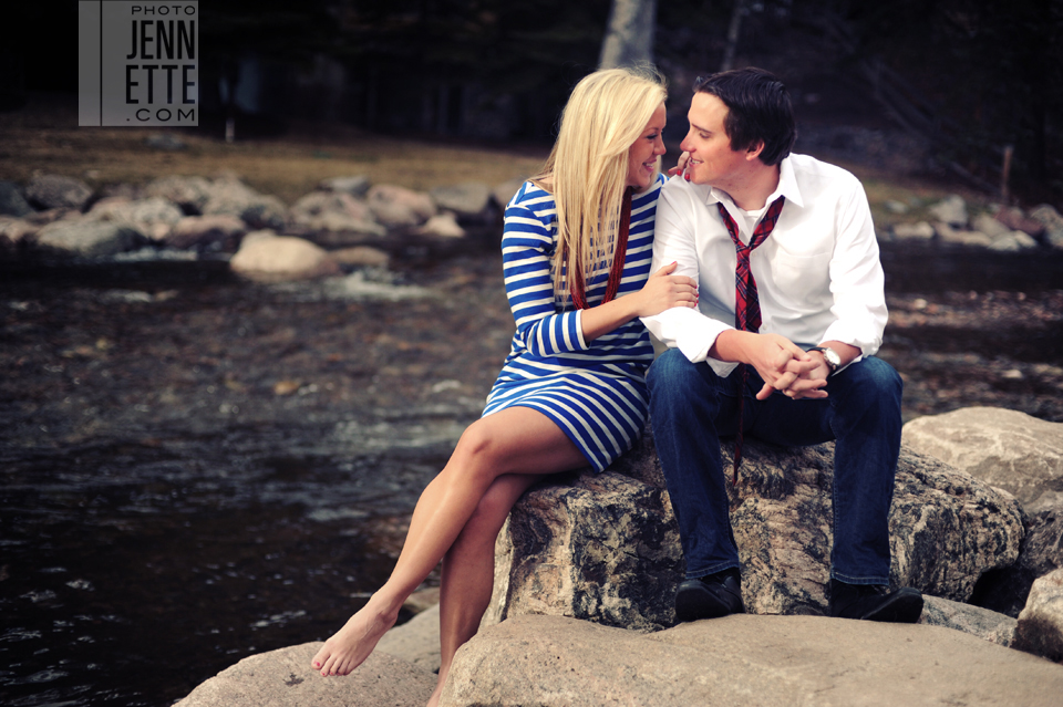 vail village creek engagement photos